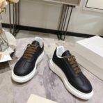 亚历山大麦昆 Oversized 系列黑色皮革棕色鞋带厚底休闲运动鞋 - 图片 4