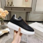 亚历山大麦昆 Oversized 系列黑色皮革棕色鞋带厚底休闲运动鞋 - 图片 3