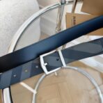 （Burberry）London 格纹系列双面帆布皮革银色矩形针扣腰带 - 图片 3