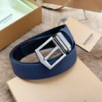 （Burberry）蓝色粒面小牛皮银色板扣男士腰带