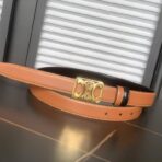 （Celine）橙色黑底小牛皮金色凯旋门扣双面女士腰带