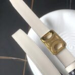 （Celine）白色小牛皮金色凯旋门扣双面女士腰带 - Imagem 2