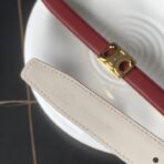 （Celine）红色小牛皮金色凯旋门扣双面女士腰带 - 图片 3