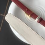 （Celine）红色白底小牛皮金色凯旋门扣双面女士腰带 - 图片 3