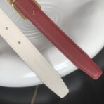 （Celine）红色白底小牛皮金色凯旋门扣双面女士腰带 - 图片 4