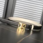 （Celine）黑色小牛皮金色凯旋门扣双面女士腰带