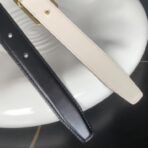 （Celine）黑色小牛皮金色凯旋门扣双面女士腰带 - 图片 3