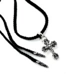 𝐂𝐡𝐫𝐨𝐦𝐞 𝐡𝐞𝐚𝐫𝐭𝐬克罗心火焰十字架皮绳编织项链