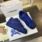 BURBERRY Check Knit Lace-Up Low-Top Sneakers（博柏利格纹飞织系带低帮休闲运动鞋）宝蓝色格纹配色 - Image 4