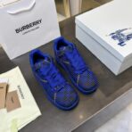 BURBERRY Check Knit Lace-Up Low-Top Sneakers（博柏利格纹飞织系带低帮休闲运动鞋）宝蓝色格纹配色