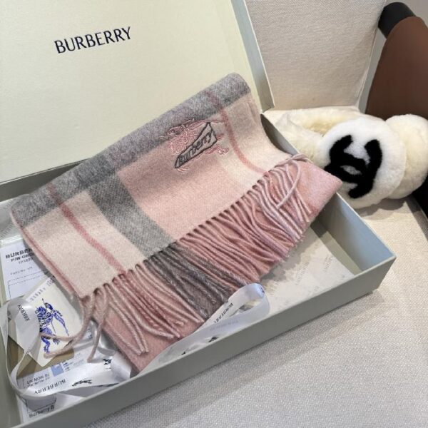 Burberry·巴宝莉双面围巾 粉灰拼色