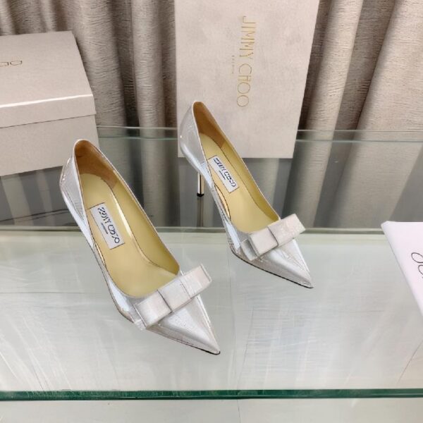 Jimmy Choo LOVE BOW 85 TAI 尖头细跟高跟鞋 银色