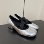 Masion Margiela MM6 马吉拉 秋季交叉绑带玛丽珍单鞋  银色 - 图片 2