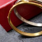 卡地亚（Cartier）Love 系列 18K 三色金窄版散镶钻石手镯 - 图片 3