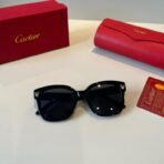 卡地亚（Cartier）Panthère de Cartier 系列黑色镜框金色猎豹装饰方形太阳镜 - 图片 2