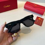 卡地亚（Cartier）Panthère de Cartier 系列黑色镜框金色猎豹装饰方形太阳镜 - 图片 4