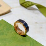 古驰（GUCCI）Icon 系列金色金属配黑色合成刚玉宽版戒指