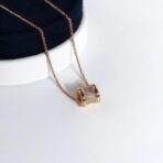 宝格丽（Bulgari）B.zero1 系列 18K 玫瑰金镶钻红陶瓷吊坠项链 - Image 3