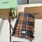 巴宝莉(Burberry)【B家蜈蚣巾】金靖同款格纹围巾 浅棕色 - Imagem 2