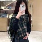 巴宝莉(Burberry)【B家蜈蚣巾】金靖同款格纹围巾 深绿色 - Imagem 4