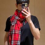 巴宝莉(Burberry)【B家蜈蚣巾】金靖同款格纹围巾 红色 - Imagem 4