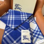 巴宝莉(Burberry)全智贤同款格纹围巾 蓝白拼色 - 图片 4