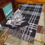 巴宝莉(Burberry)提花战马徽标logo配焦糖配色披肩 黑色 - 图片 3