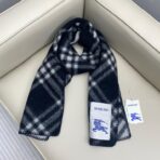 巴宝莉(Burberry)格纹羊毛围巾 黑色 - Imagem 3