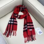 巴宝莉(Burberry)经典格子羊绒围巾 正红色 - Imagem 3