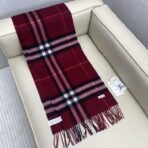 巴宝莉(Burberry)经典格子羊绒围巾 酒红色 - Imagem 2