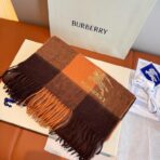 巴宝莉(Burberry)金丝战马刺绣羊绒围巾 棕色