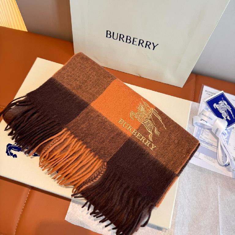 巴宝莉(Burberry)金丝战马刺绣羊绒围巾 棕色2_00001_ 巴宝莉(Burberry)金丝战马刺绣羊绒围巾 棕色 - Imagem 1