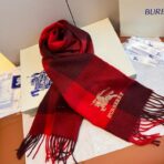 巴宝莉(Burberry)金丝战马刺绣羊绒围巾 红色 - Imagem 2