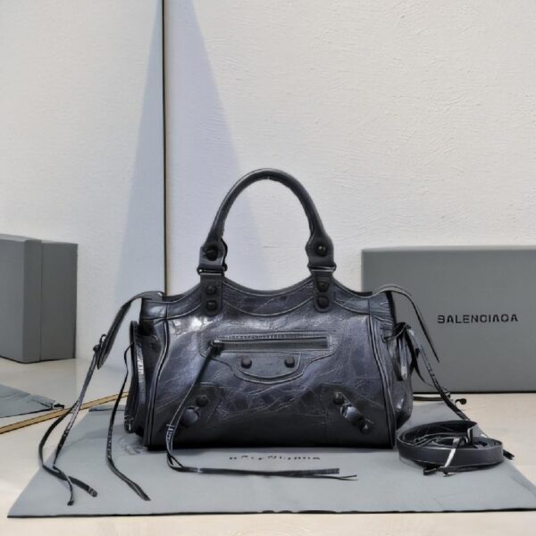 巴黎世家 Balenciaga Le City 机车包  亮黑色