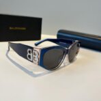 巴黎世家（Balenciaga）BB 系列蓝黑拼接色镜框咖色双 B 装饰猫眼窄版太阳镜