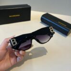 巴黎世家（Balenciaga）BB 系列黑色镜框金色双 B 装饰猫眼窄版太阳镜 - 图片 4