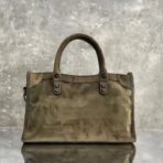 巴黎世家（Balenciaga）City 系列做旧橄榄绿小牛皮迷你机车手提斜挎包 - 图片 3