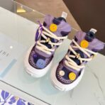 帕拉丁（PALLADIUM）电音扣子鞋系列厚底增高休闲板鞋 紫色