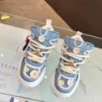 帕拉丁（PALLADIUM）电音扣子鞋系列厚底增高休闲板鞋 蓝色