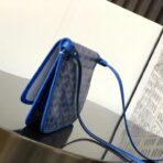 戈雅（Goyard）Belvedere Mini 系列深棕色 Goyardine 提花帆布蓝色皮革包边迷你斜挎包 - Image 2