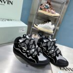 浪凡（LANVIN）Curb 系列蝴蝶结装饰格纹厚底休闲鞋 黑灰配色（格纹拼接配色款） - Imagem 4