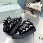 浪凡（LANVIN）Curb 系列蝴蝶结装饰格纹厚底休闲鞋 黑灰配色（格纹拼接配色款） - Imagem 3