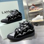 浪凡（LANVIN）Curb 系列蝴蝶结装饰格纹厚底休闲鞋 黑灰配色（格纹拼接配色款） - Imagem 2