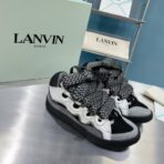 浪凡（LANVIN）Curb 系列蝴蝶结装饰格纹厚底休闲鞋 黑白灰配色（格纹拼接配色款） - Imagem 4