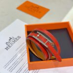 爱马仕（Hermès）H 扣 红色皮质手环