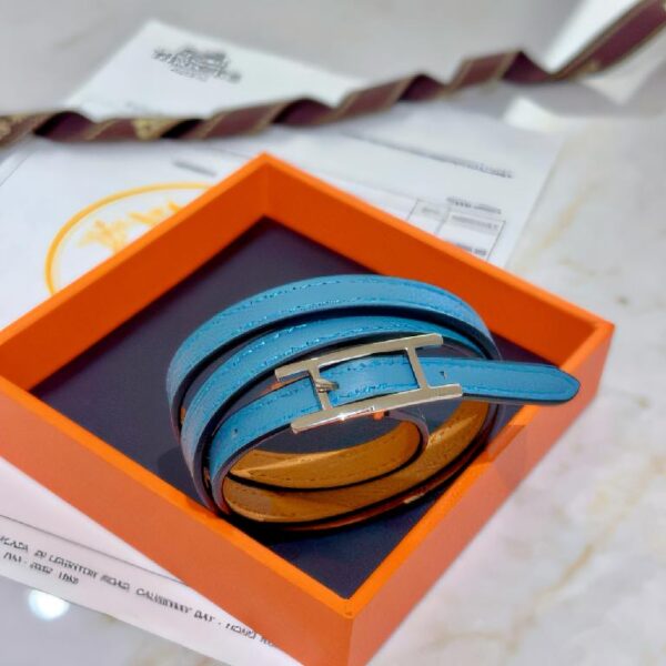 爱马仕（Hermès）H 扣 蓝色皮质手环