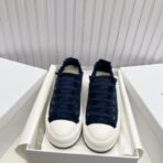 迪奥（DIOR）Walk'n'Dior 系列深蓝色 Oblique 印花棉质刺绣厚底帆布鞋