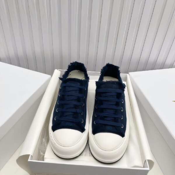 迪奥（DIOR）Walk'n'Dior 系列深蓝色 Oblique 印花棉质刺绣厚底帆布鞋