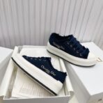 迪奥（DIOR）Walk'n'Dior 系列深蓝色 Oblique 印花棉质刺绣厚底帆布鞋 - Imagem 3