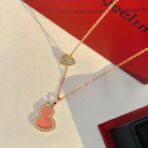 麒麟（Qeelin）Wulu 系列粉色珐琅镶钻葫芦吊坠可调节项链 - 图片 4